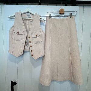 Madewell Cream Bouclé Vest & Midi Skirt Set 00 / 2